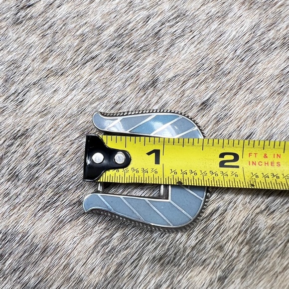 Sterling Silver Inlaid Stone Ranger Belt Buckle